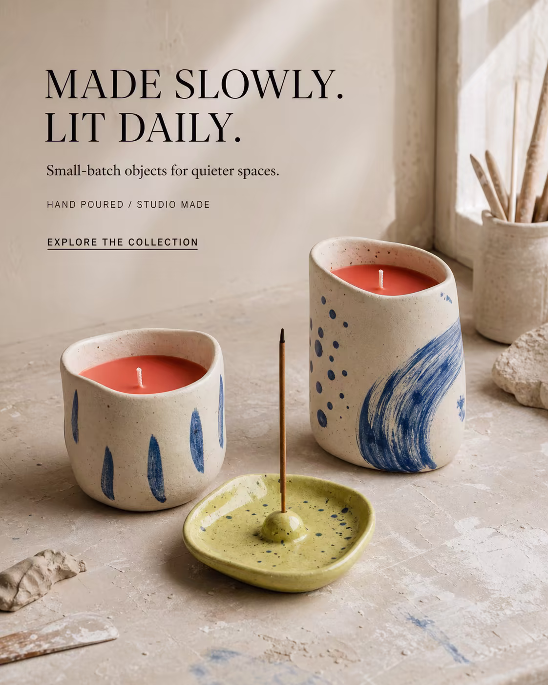 Ceramic candle launch creative